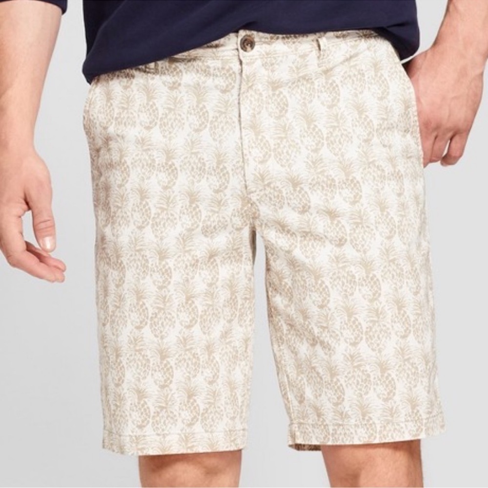 Goodfellow & Co Pineapple Print Chino Shorts Tan White 28